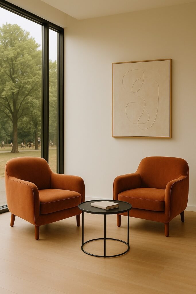 deep life surgery nueva Espacio terapéutico cálido con dos sillones y luz natural, diseñado para acompañar procesos de sanación y claridad emocional.